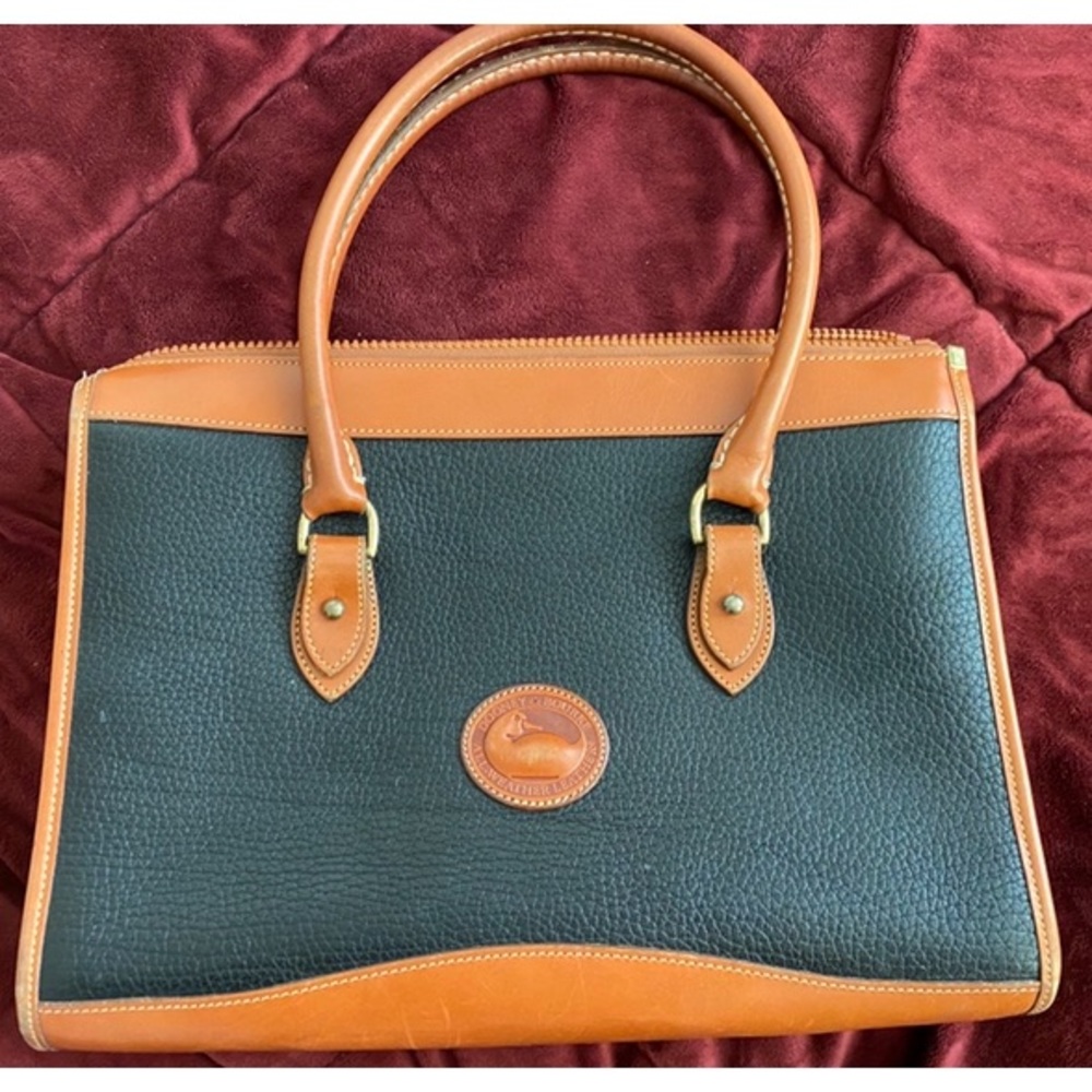 Dooney & Bourke Black and Brown Leather Satchel Tote - Picture 5 of 7